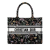 Christian Dior AB Dior Black Canvas Fabric Medium Embroidered Herbarium Book Tote Italy