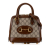 Gucci AB Gucci Brown Beige Coated Canvas Fabric Mini GG Supreme Horsebit 1955 Top Handle Bag Italy