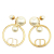 Christian Dior AB Dior Gold Pearl with White Pearl Gold Plated Metal Faux Pearl CD Earrings Italy