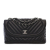 Chanel B Chanel Black Calf Leather CC Chevron skin Round Flap Italy