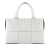 Bottega Veneta AB Bottega Veneta White Calf Leather Medium Intrecciato Arco Tote Italy