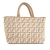 Fendi AB Fendi Brown Beige with White Knit Fabric Large Zucca Cashmere Shopper Tote Italy