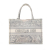 Christian Dior B Dior Gray Canvas Fabric Medium Toile de Jouy Reverse Embroidered Book Tote Italy