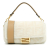 Fendi AB Fendi White Fur Natural Material Small Zucca Shearling Baguette Satchel Italy