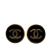 Chanel B Chanel Black Gold Plated Metal CC Clip On Earrings France