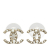 Chanel B Chanel Gold Gold Plated Metal Faux Pearl CC Push Back Earrings France