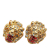 Chanel B Chanel Gold Gold Plated Metal Rhinestones Lion Head Push Back Earrings France