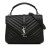 Saint Laurent Black Sheepskin Leather Leather Medium Quilted Chevron Sheepskin College Satchel Italy