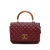 Chanel B Chanel Red Lambskin Leather Leather CC Quilted Lambskin Knock on Wood Satchel France