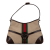 Gucci B Gucci Brown Beige Canvas Fabric Web Reins Hobo Italy