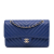 Chanel B Chanel Blue Lambskin Leather Leather Medium Classic Chevron Lambskin Double Flap France