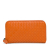 Bottega Veneta AB Bottega Veneta Orange Calf Leather Intrecciato Zip Around Long Wallet Italy