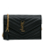 Saint Laurent AB Saint Laurent Black Calf Leather Grain De Poudre Cassandre Envelope Wallet on Chain Italy