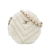 Chanel AB Chanel White Ivory Fur Natural Material Chevron Round Clutch with Chain France