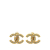 Chanel B Chanel Gold Gold Plated Metal CC Rhinestones Clip on Earrings France