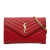 Saint Laurent AB Saint Laurent Red Calf Leather Grain De Poudre Matelasse Chevron Monogram Chain Wallet Italy