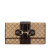 Gucci B Gucci Brown Beige Canvas Fabric Diamante Horsebit Continental Wallet Italy