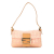 Fendi B Fendi Pink Light Pink with Yellow Canvas Fabric Mini Zucchino Baguette Italy