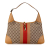 Gucci B Gucci Brown Beige Canvas Fabric GG Web Jackie Italy