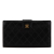 Chanel B Chanel Black Caviar Leather Leather Quilted Caviar French Long Wallet France