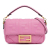 Fendi B Fendi Pink Calf Leather Mini FF Embossed Baguette Italy