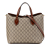 Gucci AB Gucci Brown Beige Coated Canvas Fabric GG Supreme Satchel Italy