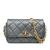 Chanel B Chanel Gray Lambskin Leather Leather Quilted Metallic Lambskin Logo Charm Chain Flap Italy