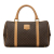 Celine B Celine Brown Coated Canvas Fabric Macadam Boston Bag Italy