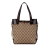 Gucci B Gucci Brown Canvas Fabric GG Tote Italy