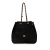 Chanel B Chanel Black Pony Hair Natural Material Quilted and Velour Chocolate Bar Drawstring Tote Italy