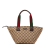 Gucci B Gucci Brown Beige Canvas Fabric GG Web Handbag Italy