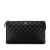 Chanel AB Chanel Black Lambskin Leather Leather CC Quilted Lambskin Double Zip Clutch Italy