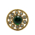 Chanel B Chanel Gold with Green Gold Plated Metal Round Crystal Brooch France