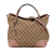 Gucci AB Gucci Brown Beige with Pink Light Pink Canvas Fabric Medium GG Bree Satchel Italy