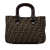 Fendi B Fendi Brown Canvas Fabric Small Zucca Twins Tote Italy