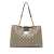 Gucci B Gucci Brown Beige Coated Canvas Fabric Medium GG Supreme Bees Padlock Tote Italy