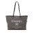 Chanel B Chanel Gray with Black Canvas Fabric Small Deauville Tote Italy