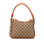 Gucci B Gucci Brown Light Brown Canvas Fabric GG Handbag Italy