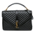 Saint Laurent B Saint Laurent Black Calf Leather Large skin Monogram Chevron College Satchel Italy