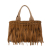 Prada B Prada Brown Camel Canvas Fabric Fringed Canapa Tote Turkey