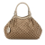 Gucci B Gucci Brown Beige Canvas Fabric GG Sukey Tote Italy