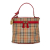 Burberry B Burberry Brown Beige with Red Coated Canvas Fabric Haymarket Check Vanity Bag Italy