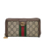 Gucci B Gucci Brown Beige Coated Canvas Fabric GG Supreme Ophidia Zip Around Wallet Italy