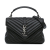 Saint Laurent Black Sheepskin Leather Leather Medium Quilted Chevron Sheepskin College Satchel Italy