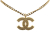 Chanel B Chanel Gold Gold Plated Metal CC Pendant Necklace France