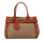 Gucci B Gucci Brown Beige Canvas Fabric GG Running Tote Italy