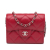 Chanel B Chanel Red Caviar Leather Leather Quilted Caviar Flap Card Holder on Chain Italy