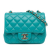 Chanel AB Chanel Blue Turquoise Lambskin Leather Leather Mini Square Classic Lambskin Single Flap Italy