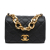 Chanel B Chanel Black Calf Leather Quilted skin Pearl Jewel Chain Flap Italy