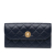 Chanel AB Chanel Blue Navy Lambskin Leather Leather CC Quilted Lambskin Long Wallet Italy